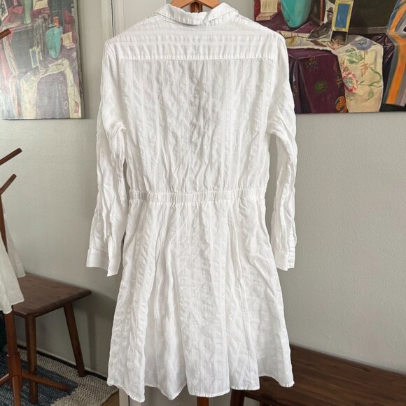 DKNY - Button-Front Drawstring Shirt Dress in White - Picture 7 of 8